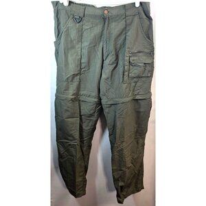 Vintage Bimini Bay Outfitters Green Nylon Cargo Shorts Zip Off Pants Size XL